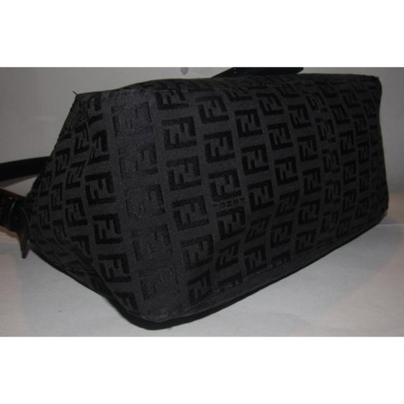 Fendi Mamma Zucco Black Shoulder Bag Zucchino Print Canvas And Leather - Picture 4 of 12